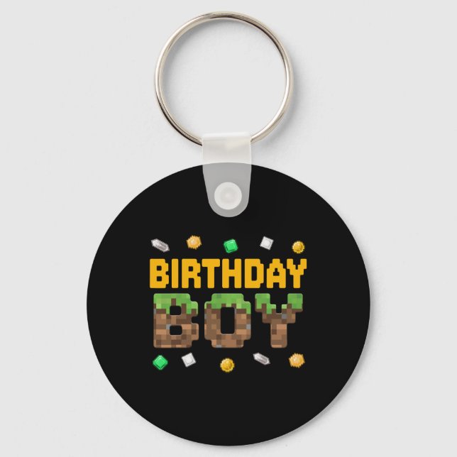 Llavero Videojuego divertido de cumpleaños chico píxel núm (Anverso)