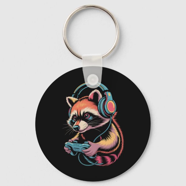 Llavero Videojugador de mapache divertido Mapache  (Anverso)