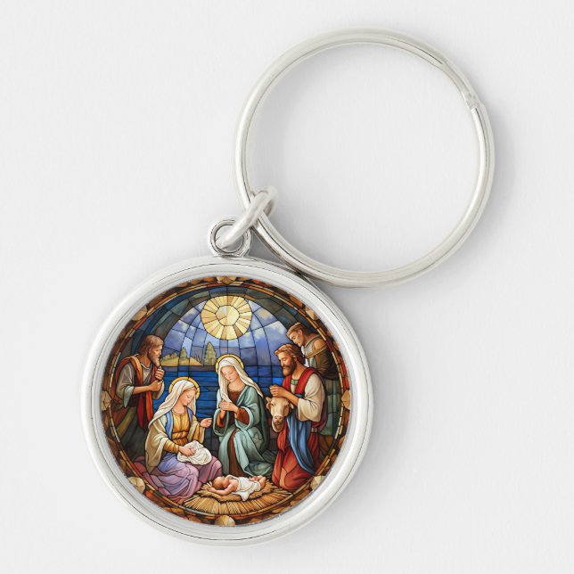 Llavero Vidriera de la Natividad de Navidad (Frente)