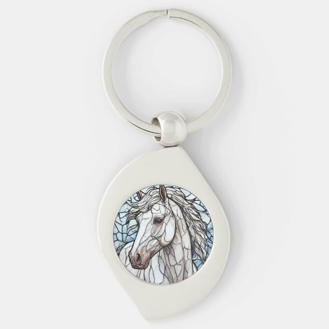 Llavero vidrio emplomado de Caballo Blanco (Anverso)