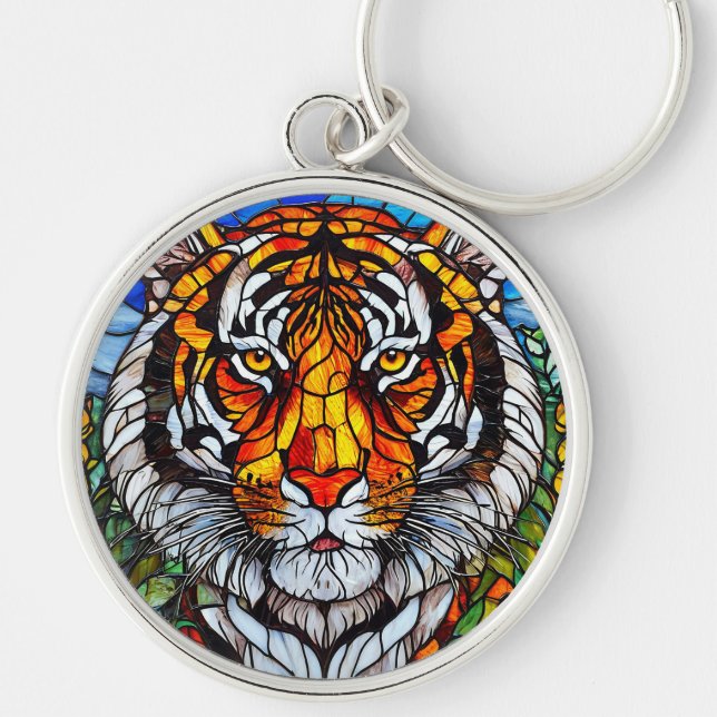 Llavero Vidrio emplomado de tigre (Frente)