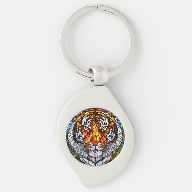 Llavero Vidrio emplomado de tigre (Anverso)