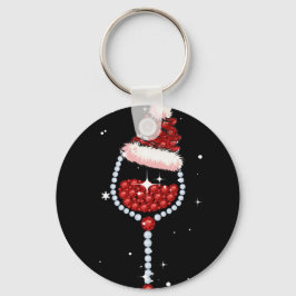 Llavero Vidrio Gafas Santa Hat Navidades Wine Lover Regalo