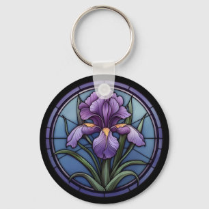 Llavero Vidrio Manchado De Iris Morado