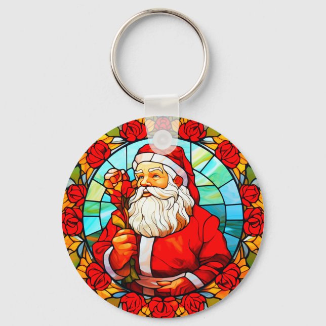 Llavero Vidrio Manchado Santa Navidad Ornamento-67679 (Anverso)