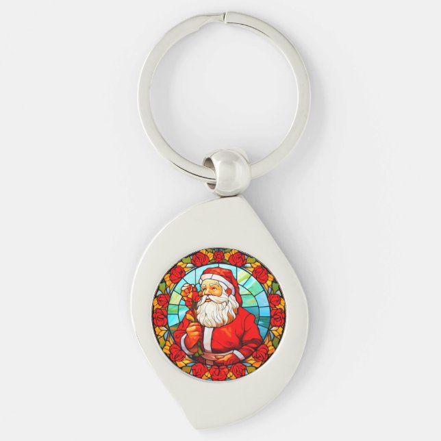 Llavero Vidrio Manchado Santa Navidad Ornamento-67680 (Anverso)