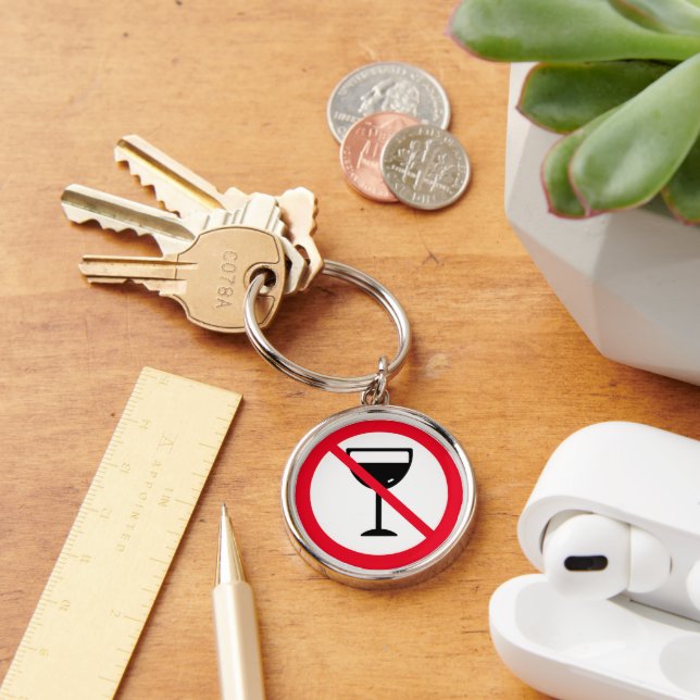 Llavero Vidrio para no beber Rótulo de alcohol | Keychain (Escritorio )