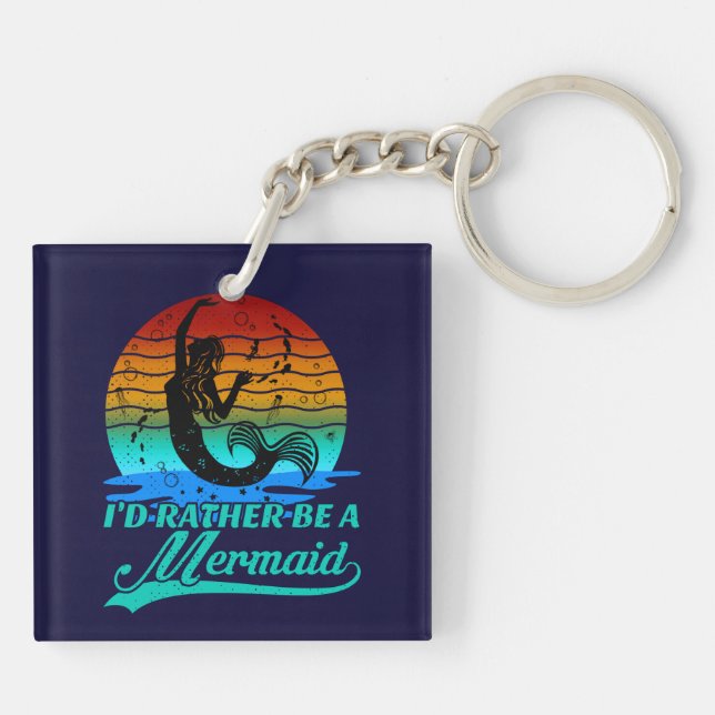 Llavero Viejo Atardecer Retro Más Bien Ser Una Sirena (Atrás)