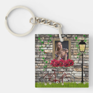 Llavero Viejo cuento de hadas Rosas de bicicletas marco fo