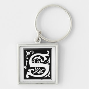 Llavero viejo del monograma de la letra S de la