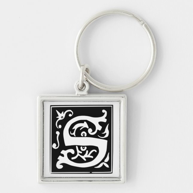 Llavero viejo del monograma de la letra S de la (Frente)