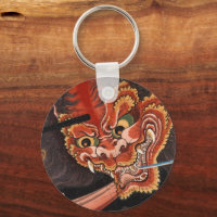 Viejo Oni King japonés vs Samurai Woodblock