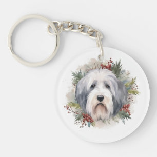 Llavero Viejos Navidades de Sheepdog ingleses escriben pre