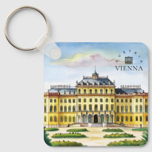 Llavero Viena Austria Acuarela Ciudad Recuerdo de Viaje