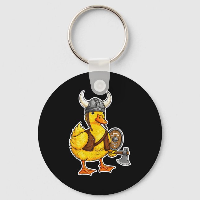Llavero Viking Duck Funny Warrior Design  (Anverso)