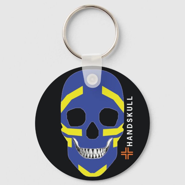 Llavero Viking HANDSKULL, cráneo feliz, bandera de Viaje (Anverso)