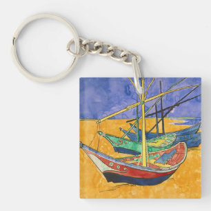 Llavero Vincent van Gogh - Barcas de Pesca en la Playa