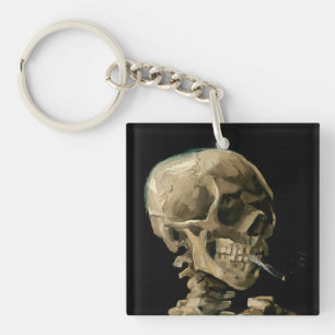 Llavero Vincent van Gogh - Calavera con cigarrillo en llam