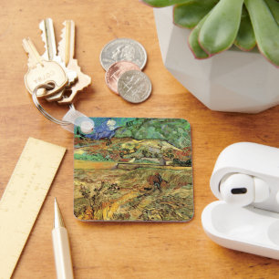 Llavero Vincent van Gogh - Campo de trigo cercado con camp
