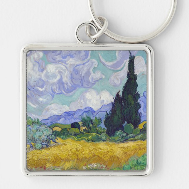 Llavero Vincent Van Gogh - Campo de trigo con cipreses (Frente)