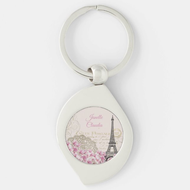 Llavero Viñeta Eiffel Torre Paris Postcard (Anverso)