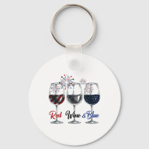 Llavero Vino Rojo Y Azul 4 De Julio Vino Rojo Azul Blanco