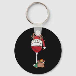 Llavero Vino Tinto Navidad Copa Santa Sombrero Reno Divert