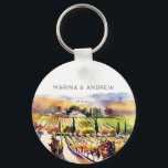 Llavero Vinos de Napa Valley acuarela favores matrimoniale<br><div class="desc">Boda acuarela en el valle de Napa favorece cadenas de acceso personalizadas</div>