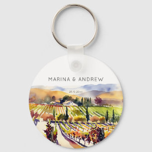 Llavero Vinos de Napa Valley acuarela favores matrimoniale