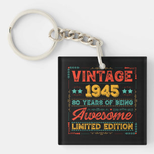 Llavero Vintage 1945 Hecho en 1945 80º cumpleaños 80 años