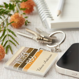 Llavero Vintage 1986 Retro Stripes Brown Tan Vintage Name