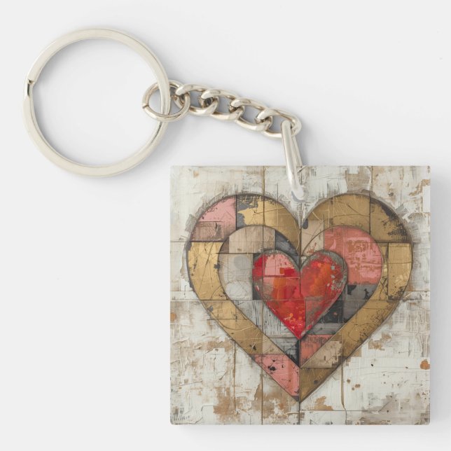 Llavero Vintage Abstract Hearts - Acrylic Keychain (Frente)