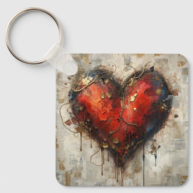 Llavero Vintage Abstract Hearts - Aluminum Keychain (Anverso)