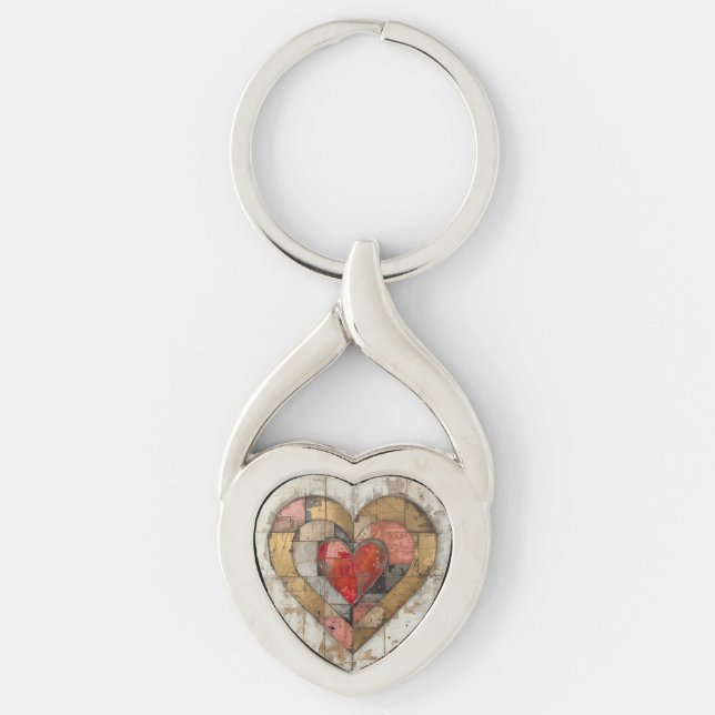 Llavero Vintage Abstract Hearts - Metal Keychain (Anverso)