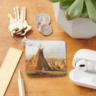 Llavero Vintage American West, Teepees on Plain by Bodmer