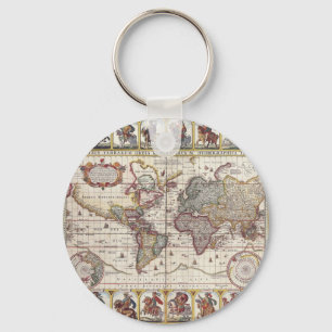 Llavero Vintage Antique Old World Map Design Faded Print
