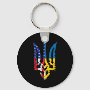 Llavero Vintage Apoya a Ucrania Bandera Americana Tridente