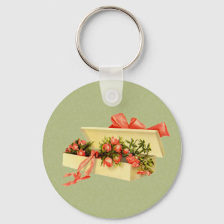 Llavero Vintage Art Box De Rosas Floral Keychain