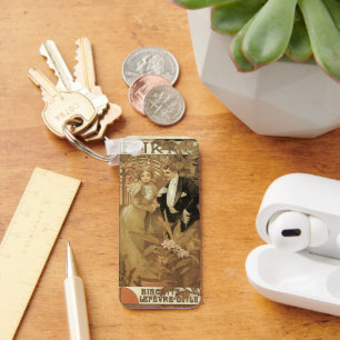 Llavero Vintage Art Nouveau Flirt Biscuits, Alphonse Mucha