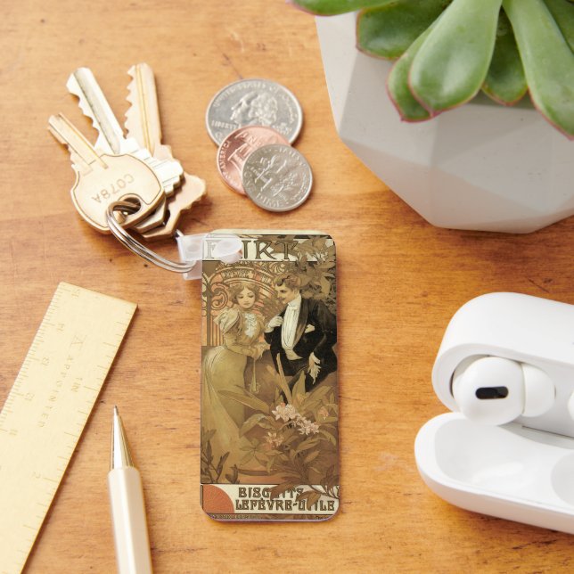 Llavero Vintage Art Nouveau Flirt Biscuits, Alphonse Mucha (Escritorio )