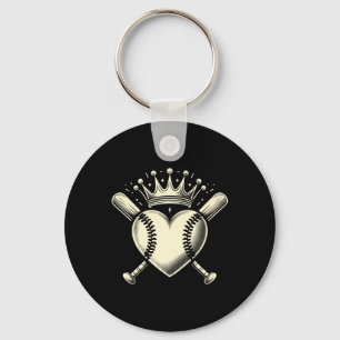 Llavero Vintage Baseball Heart Crown Baseball Premium