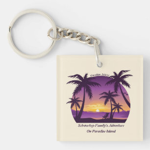 Llavero Vintage Beach Sunset Vacation tumbona durazno