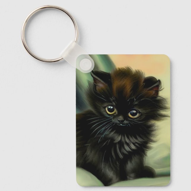 Llavero Vintage Black Kitten Ilustracion (Anverso)