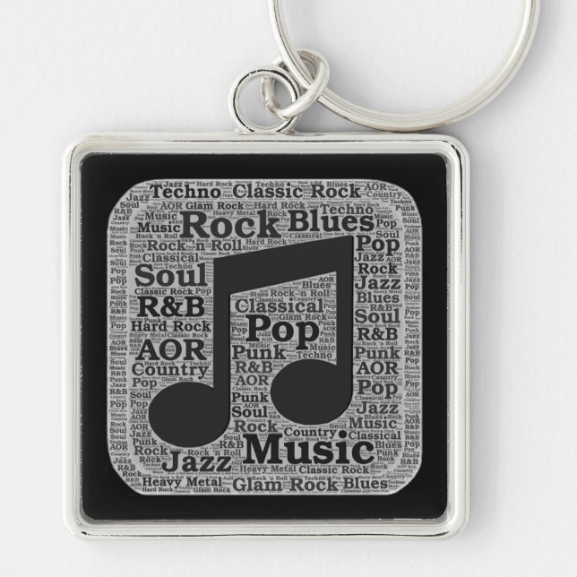 Llavero Vintage Black & White Music Genres Key Chain (Frente)