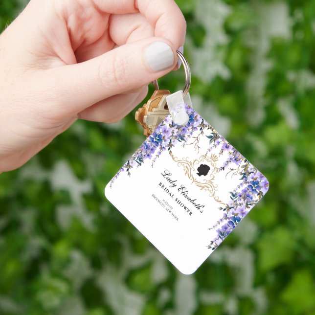 Llavero Vintage Blue Florals Bridgerton Bridal Shower (Mano)