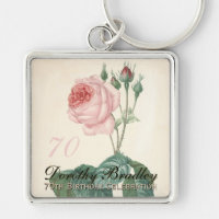 Vintage Botanical Rose 70th Birthday SqK