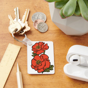 Llavero Vintage Brujo de Oz Amapolas Rojas en Flor Primave