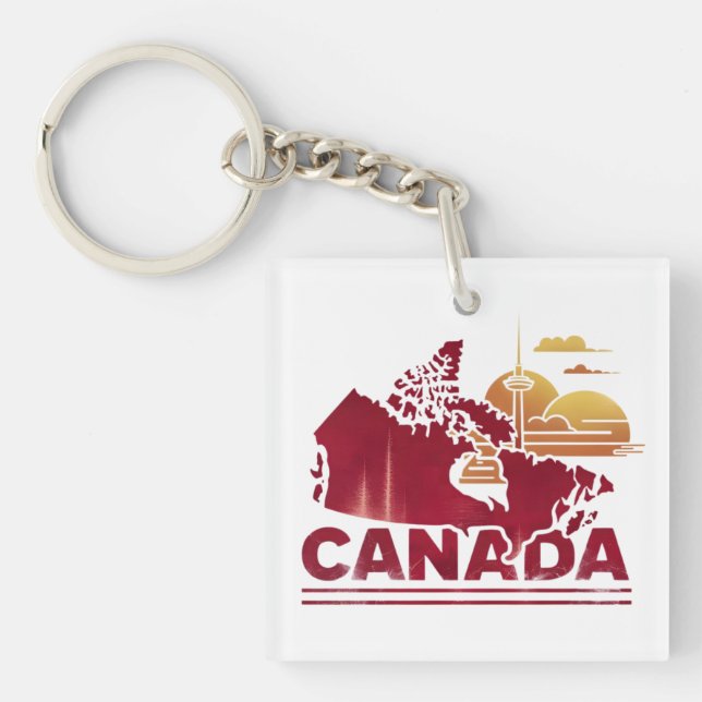 Llavero Vintage Canada Travel Country Map Maple Leaf (Frente)