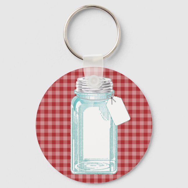 Llavero Vintage Canning Jar Red Gingham (Anverso)