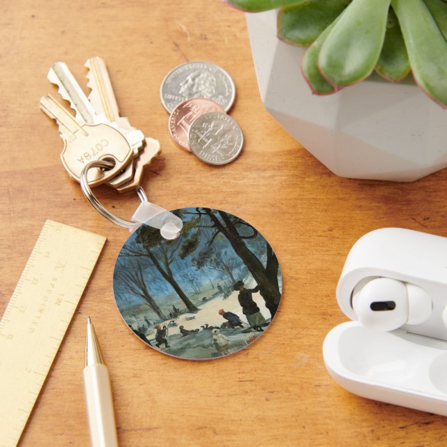 Llavero Vintage Christmas, Central Park en Winter Glackens (Escritorio )